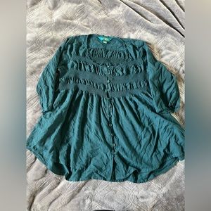 April Cornell deep emerald green top